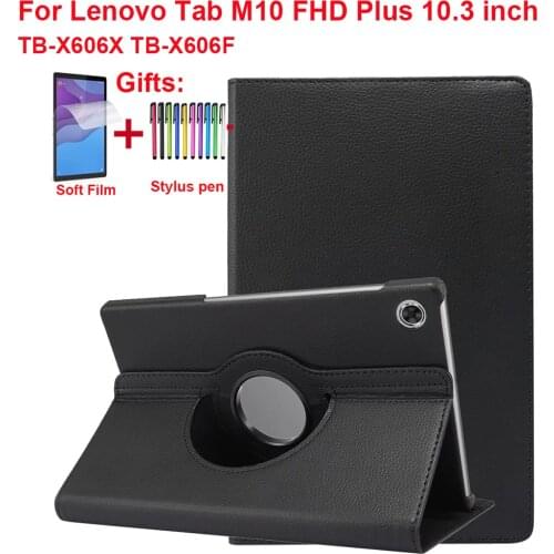 360 Rotating Tablet Case For Lenovo Tab M10 FHD Plus 10.3 inch TB-X606X TB-X606F Cover PU Leather For Lenovo Tab M10 Plus X606