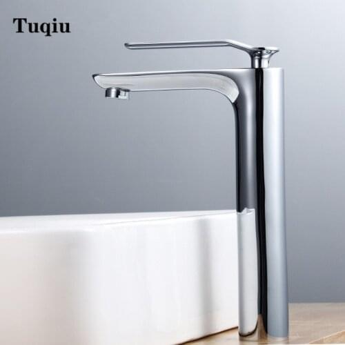 Tall Basin Faucet Modern Counter Top Basin Mixer Taps Bathroom Sink Tall Chrome Faucet Deck Mounted Single Hole brass white