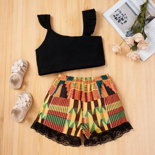 YOYOSHOW 2021 Summer New girl set fashion clothes girls strap outfits 2-6 years old girls shorts suit