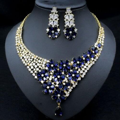 Zlxgirl jewelry big Brand cubic zirconia wedding jewelry sets womens fashion bridal necklace with earring bijoux set couple gif