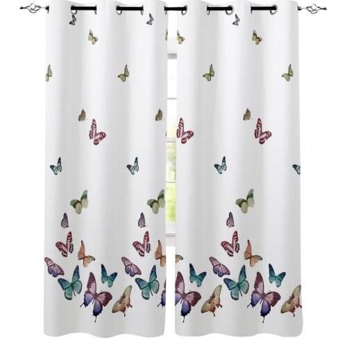 Colorful Butterflies Pring Window Curtains for Living Room Bedroom Kitchen Modern Curtains Home Decoration Drapes Blinds