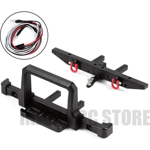 1Pcs Metal Black Front Bumper&Rear Bumper with Led Light 1/10 RC Crawler TRAXXAS TRX4 TRX-4 Upgrade Parts