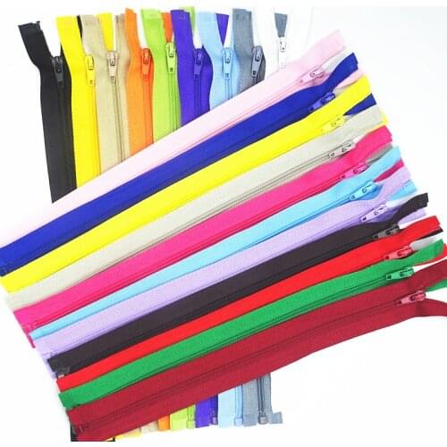 20Cm-60Cm 3# Opening Nylon Zippers Tail Resin Suitable For Clothing 100Pcs