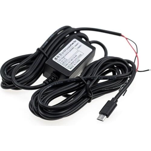 DHL 200Pcs Car Dash Cam Mini USB Port DC 12V to 5V Car Charger Cable 24H Parking Monitor Cable For Car DVR Exclusive Power Box