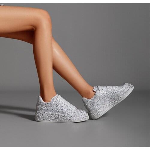 2021 new full-drilled sponge cake womens shoes spring full-drilled casual rhinestone platform increased single shoes