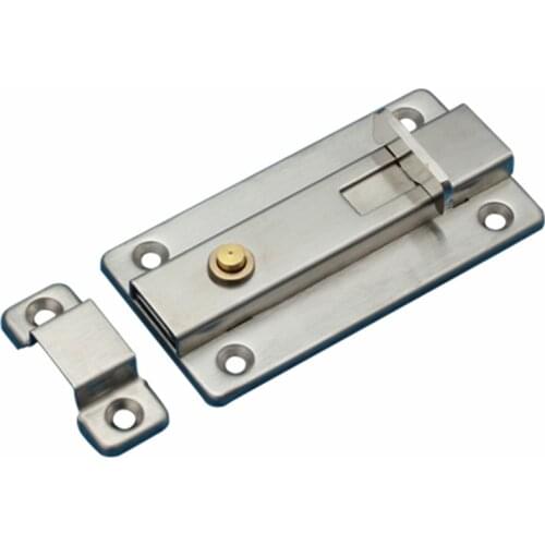 4 Inch Stainless Steel Door Latch Sliding Lock Barrel Bolt Automatic Spring Latch Safety Lock for Hotel Office Home Cabinet