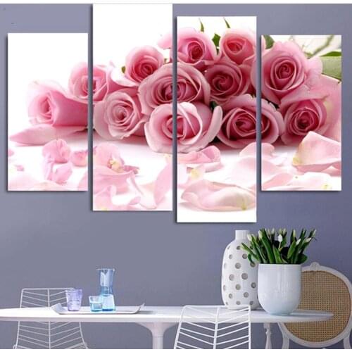 4pcs Diamond-Painting rose Cross Stitch Full diamond embroidery flowers rose diamond Mosaic pattern,beaded embroidery,hobby,gift