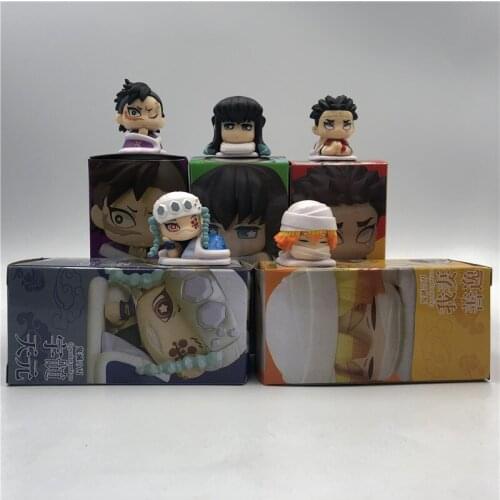5cm Demon Slayer Kimetsu no Yaiba Kamado Tanjirou Nezuko Zenitsu Giyuu Inosuke Cute Sleeping Action Figure Model Toy 5PCS/Set
