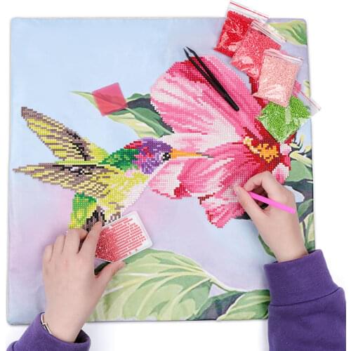 5D Partial Round Drill Diamond Painting Cushion Cover Replacement Pillow Case DIY Art Mosaic Cross Stitch Gift Decor Flower