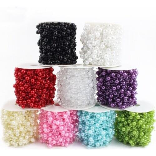 30Meters/Roll Size 8MM And 3MM Artificial Pearls Beads Plastic Garland Spool Rope Wedding Christmas Home Hanging Decoration