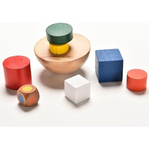 Wooden Toy with Canvas Bag Baby Toy Geometric Blocks Balancing Game Small Size Child Blocks Family Game Child Gift