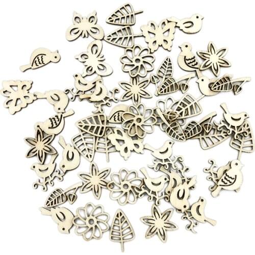 20pcs Wood Discs Slices Butterfly Flower Theme Mini Laser Cuts Shape Unfinished Wooden Cutouts Craft DIY Decoration