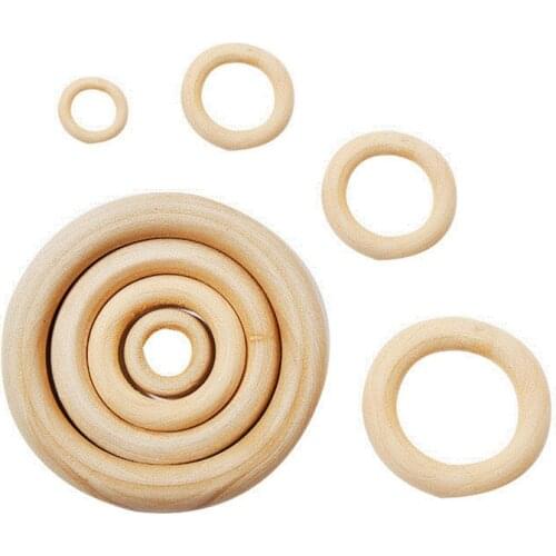 Wooden Rings Natural Wood Rings Without Paint Smooth Unfinished Wood Circles for Craft DIY Baby Teething Ring Pendant Connectors
