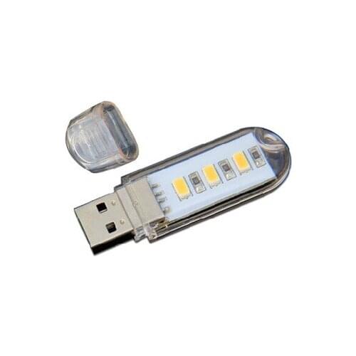 Hot Sale Portable Mini Keychain USB Power 3 SMD LED White Light U Disk Shape Laptop Lamp Camping Reading With Cover