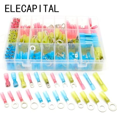 240PCS Mixed Heat Shrink Butt Electrical Crimp Terminals Wire Cable Connectors