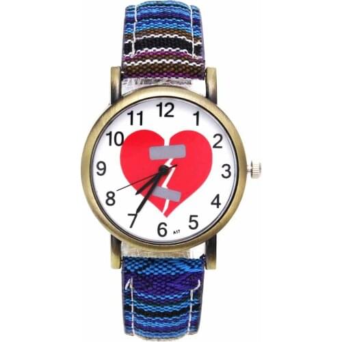 Broken Heart Shape Creative Fashion Watches Men Women Lovers Watch Denim Strap Sport Watch Best Gift Love Valentine Jewelry