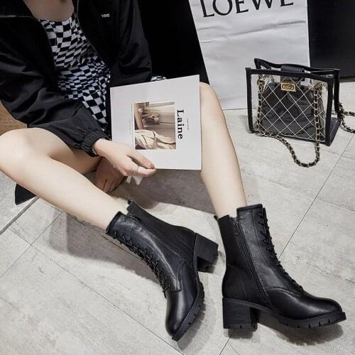 Fashional Luxury Women Warm Matrtin Leather Boots Platform Ladies Winter Shoes