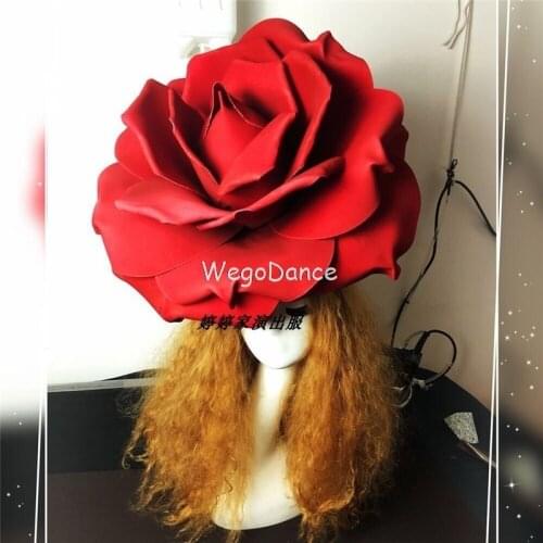 New DJ Bar Nightclub Singer Ds GOGO Sexy Red Roses Headdress