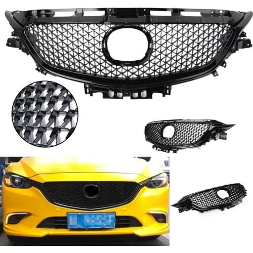 New Car Racing Grill Front Bumper Mesh Grille For 2017 2018 Mazda 6 Atenza Black Moulding Styling