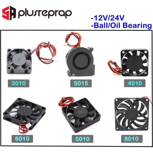 5015/4010/3010/5010/6010/8010 12V 24V Cooling Turbo Fan Brushless DC Cooler Blower 2-Wire Black Plastic Fan For 3D Printer