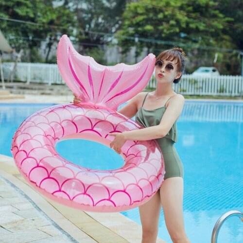 Mermaid Swimming Ring Adults Inflatable Armpit Fishtail Swimming Laps Summer Thickened Floating Swimming Circle for Beach Party