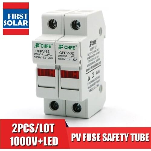 2pcs x 30 20 15 10 5 A PV Solar Fuse 1000V DC Connector Fusible With Fuse Holder for PV PV Solar System Protection 10x38mm