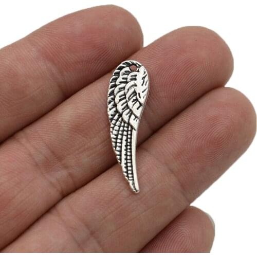 JAKONGO Angel Wings Charm Pendants for Bracelet Jewelry Making DIY Accessories 30x9mm 10pcs