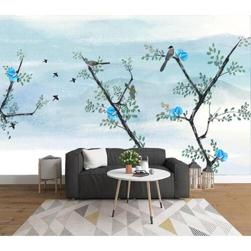 Custom wallpaper New Chinese style magpie background wall