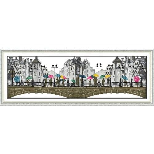 Joy Sunday rain scenery cross stitch landscape pattern printed on canvas 11&14CT handmade cross stitch home decoration DIY kit