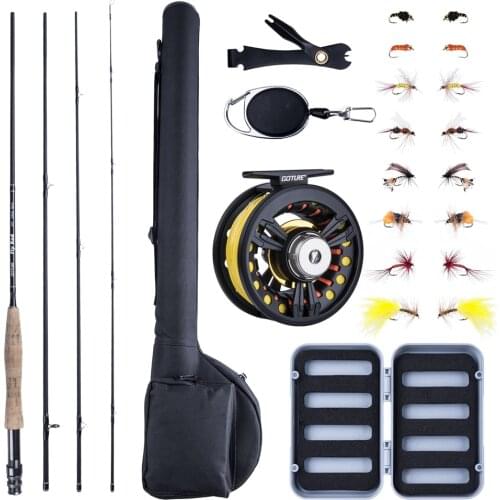 Goture Fly Fishing Reel Rod Combo 5/6M CNC Machined Reel 3M Carbon Fiber Rod Line Lures Set Fly Fishing Accessories Tackles