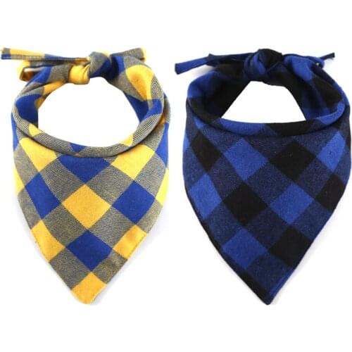 Pet Dog Check Printing Bandana Cute Reversible Triangle Bib scarf Necktie for Dogs Cats Breeds