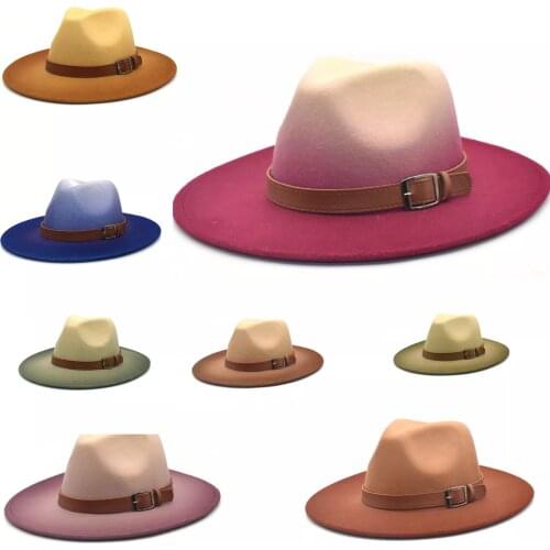 Hat Gradient Color Fedora Hat Panama Fedora Fedora Hat Mens and Womens Jazz Hat Fedora Hat Grass Green Winter Hat Wholesale