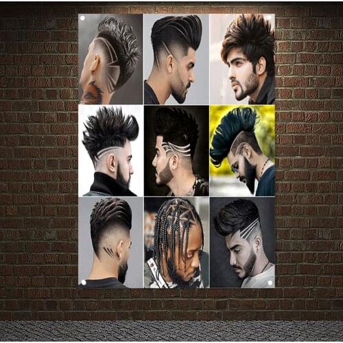 Mix Best Mens Edgy Haircuts Posters Banner Wall Art Edgy Hairstyles For Guys Painting Sculpture Pomade Picture Wall Hanging