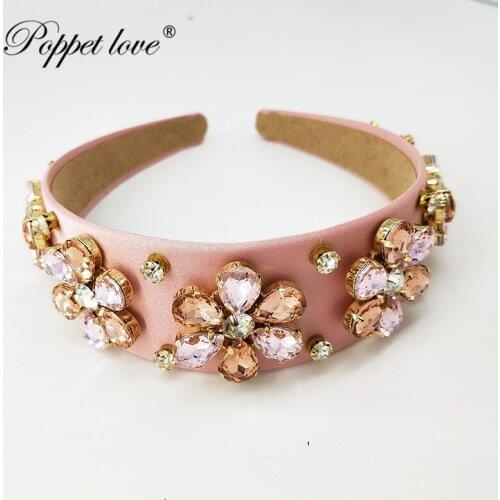 Style Pink Color Vintage Crystal Bridal Round Full Tiara Wedding Hair Accessories Rhinestone Pageant Prom Crown for Bride