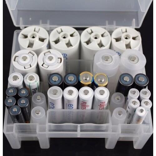 Super volume Transparent Plastic Battery Storage Box for placed AAA AA C D size Battery Holder Container coverd finish kit bo