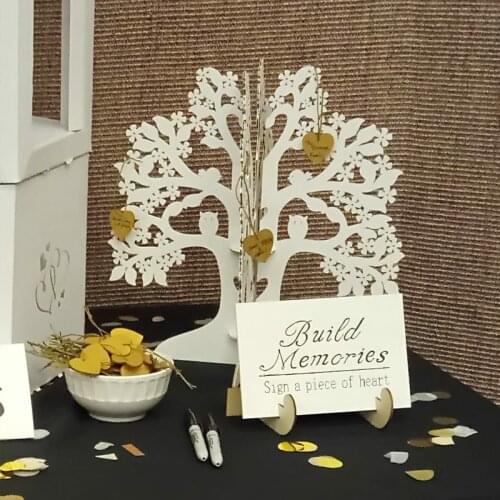 Wedding Guest Book tree wishing tree for rustic wedding guest Registry Tree with Wooden Hearts Pendant Wedding gift Decorations