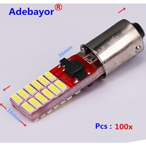 100XCar LED BA9S t4w h6w ba9 t11 Canbus 24 SMD 4014 LED Light Bulb No error led parking car styling Fog light Auto univera lamps