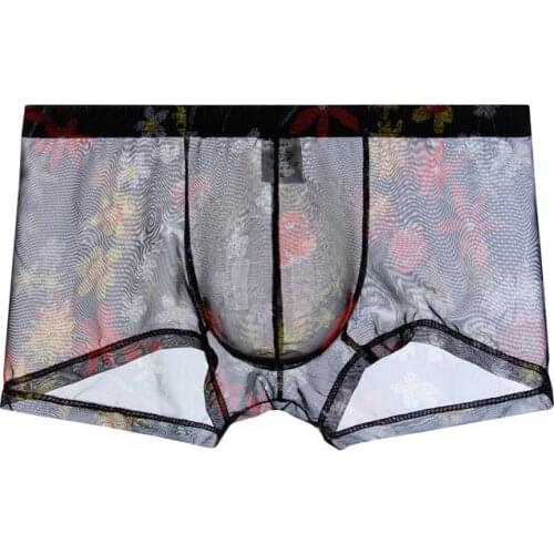 Men Sexy Seamless Underwear Pants Mens Ultra-thin Transparent Boxershorts Male Low-rise Mesh Slips Homme Panties Boxer Shorts