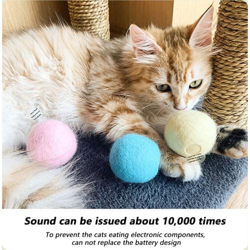 Smart Cat Toys Interactive Ball Catnip Kitten Training Scratch Electronic Sounds Smart Touch Sounding Mint Toys