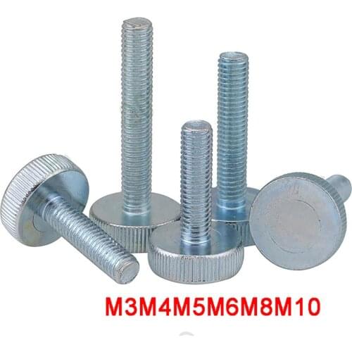 Flat Head Knurled Thumbscrews M3 M4 M5 M6 M8 M10 GB835 Carbon Steel Zinc plated Hand Tighten Adjust Screws Bolts