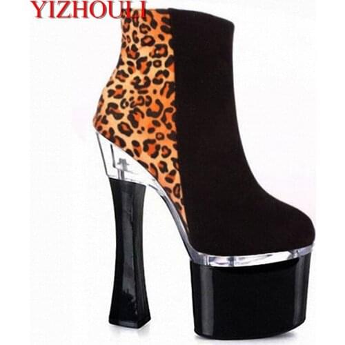 Coarse and short boot waterproof platform 18-20cm high - height , wine glasses and spring new imported suede Dance Shoes