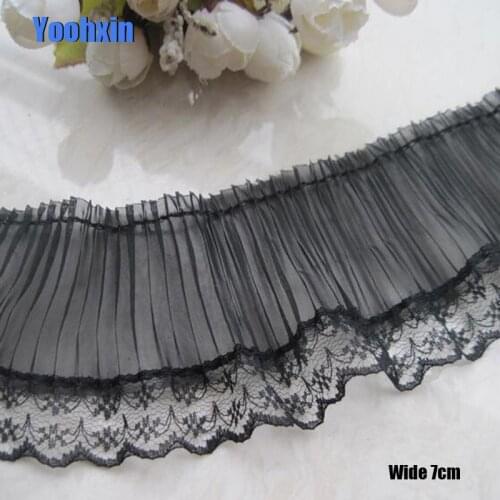 9cm Wide 2020Special price Embroidered White black flower lace dubai sewing DIY trim fringe applique Ribbon collar guipure decor