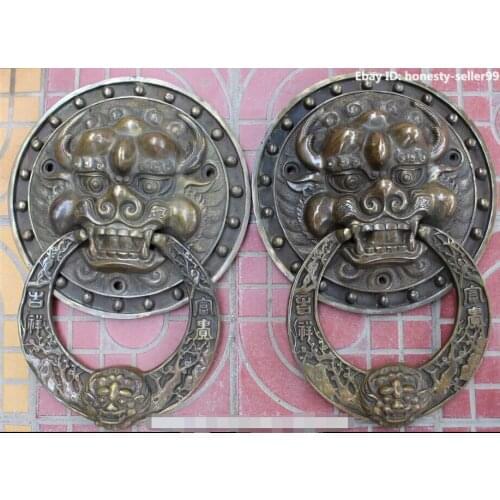 Xd 002433 Details about Chinese Fengshui Bronze 2 Bird Lion Head Winged Garuda Bird Head Pair Statue