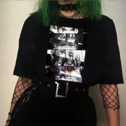 Japanese Anime Attack on Titan Eyes T-shirt Casual Fashion Hip Hop Short Sleeves Harajuku Tee Tops