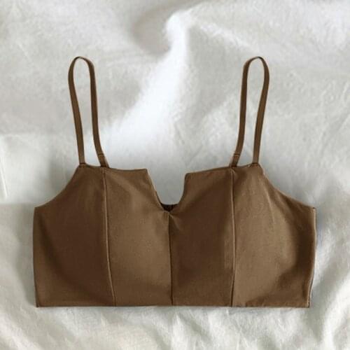 Womens French Summer Thin Large Breasts Show Little Girl Without Steel Ring Vest One Size