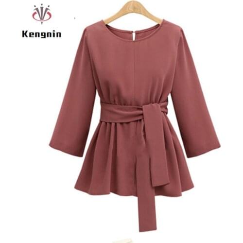 2021 Spring European Style Oversized Ladies Dress Brief Three Quarter O-Neck Vestidos Adjust-Waisted Sashes Women Clothes KE133