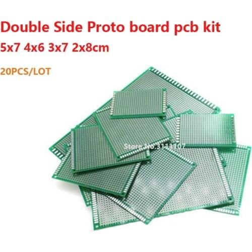 20PCS/Lot 2x8 3x7 4x6 5x7cm Double Side Prototype Diy Universal Printed Circuit PCB Board Protoboard Pcb Kit