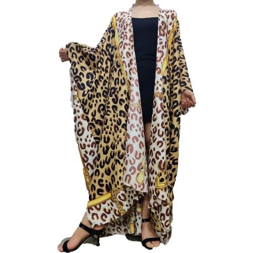 2021 New Eid Kaftan Abaya Dubai Turkey Muslim fashion Leopard Floral Silk Caftan Islam Clothing abayas For Women Ramadan