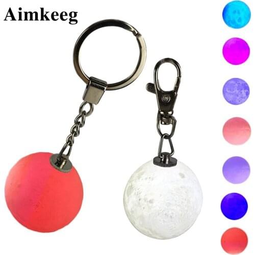 3D printed moon round cute color night light luminous keychain football LED light portable pendant lighting backpack decoration
