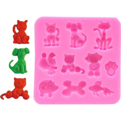 3D Silicone Mold Non-stick Cake Decoration Tool Food Grade DIY Geometric Three-dimensional Animal Collection DIY Jewelry Mold